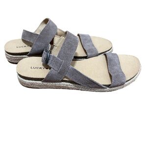 Lucky Brand Taupe Leather Ankle Strap Buckle Open Toe Sandals Women 8